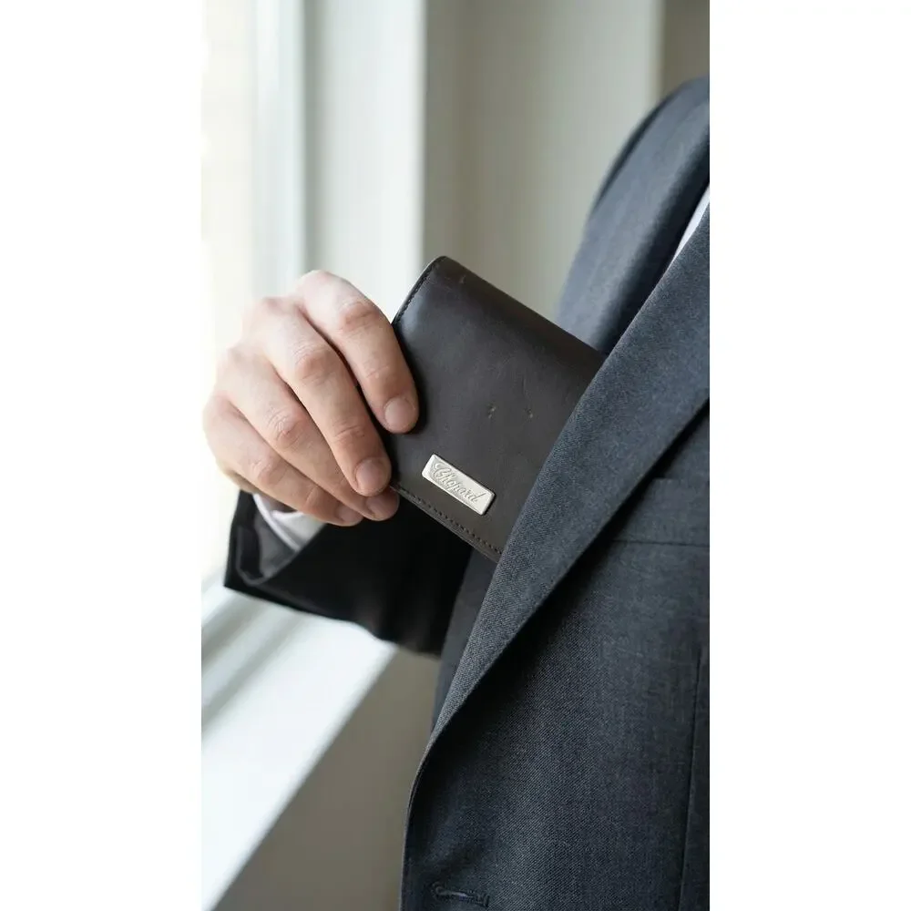 Chopard Men's Brown Leather Bifold ID Card Holder Wallet ITALY
